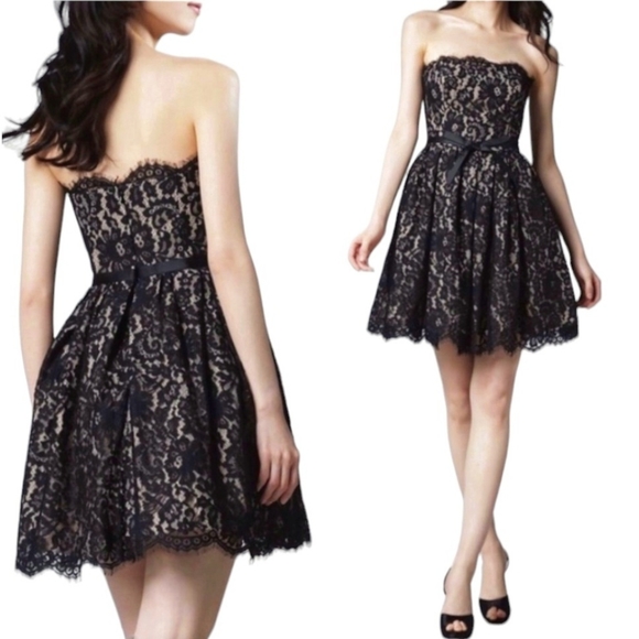 Robert Rodriguez Dresses & Skirts - ROBERT RODRIGUEZ Strapless Party Dress Lace Nieman MarcusTarget Black Tan 2 XS S